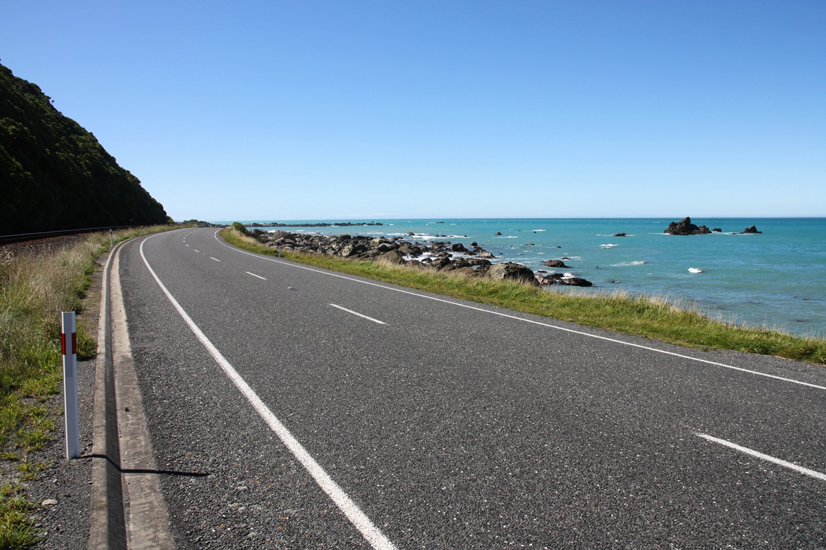 Kaikoura South Island of New Zealand. Beautiful coastline road.
